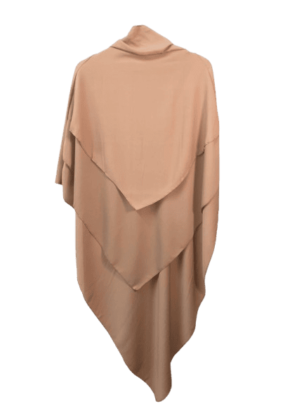 K1- Khimar Largo con 3 Velos en Seda Medina