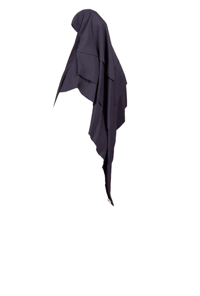 K1- Khimar Largo con 3 Velos en Seda Medina