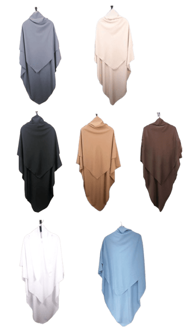 K2-Khimar Largo con 2 Velos en Seda Medina